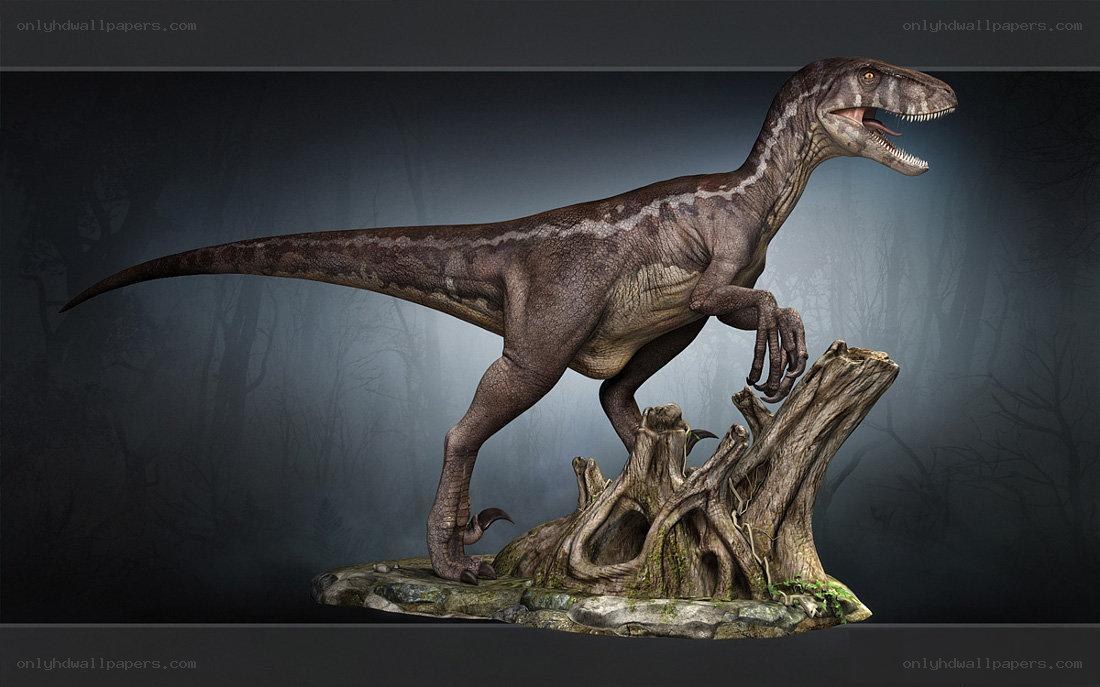 Raptor dinosaur statue