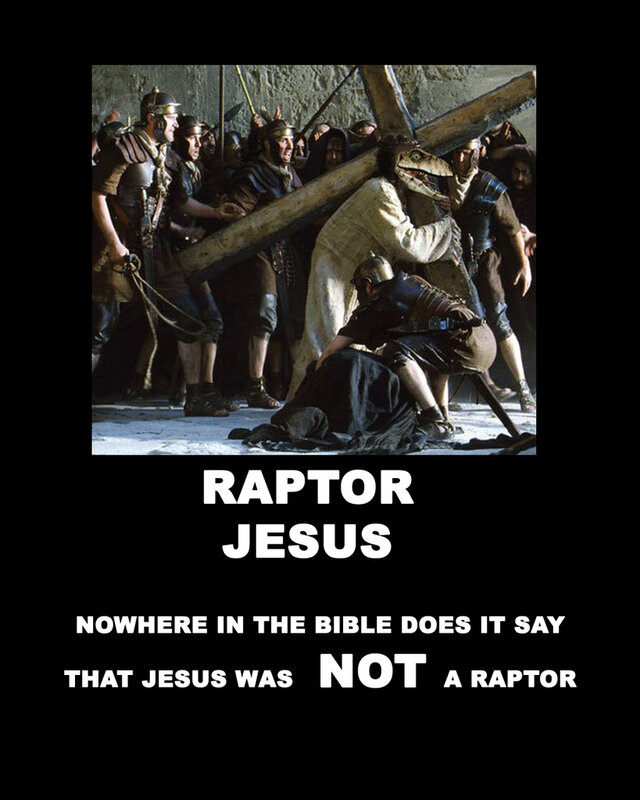 Raptor Jesus meme