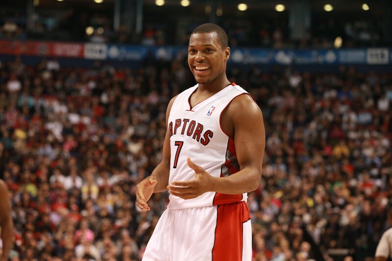 Raptors player smiling on court