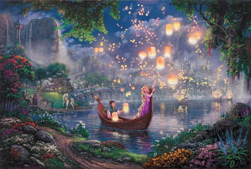 Rapunzel and Flynn in a Boat — Purple, Magical
