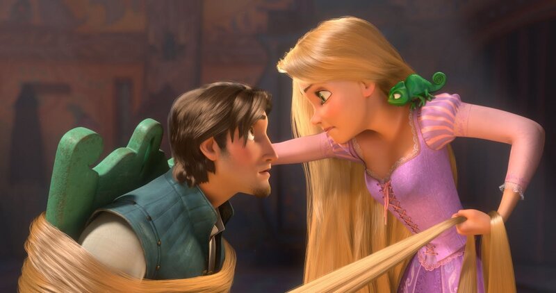Rapunzel and Flynn in a tender moment