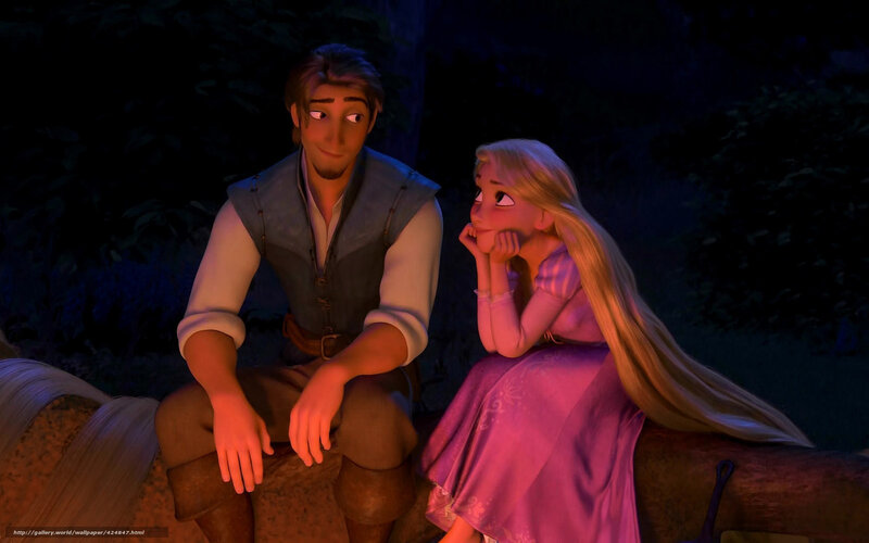 Rapunzel and Flynn in the forest