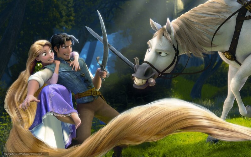 Rapunzel and Flynn Rider in action