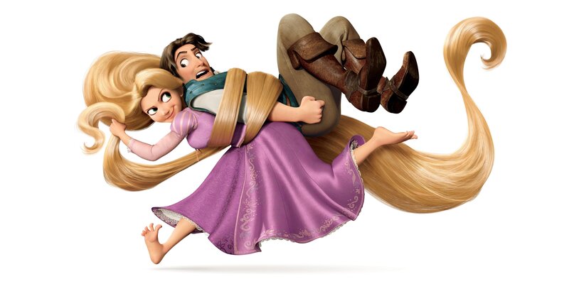 Rapunzel and Flynn Rider in flight