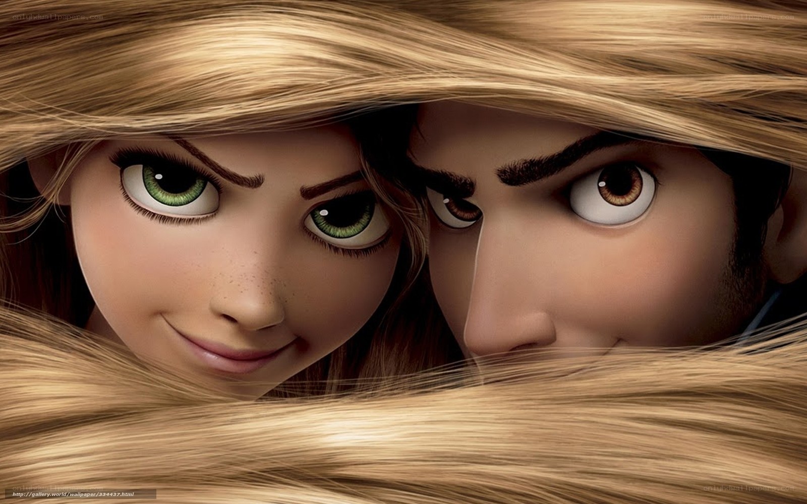 Rapunzel and Flynn Rider peeking