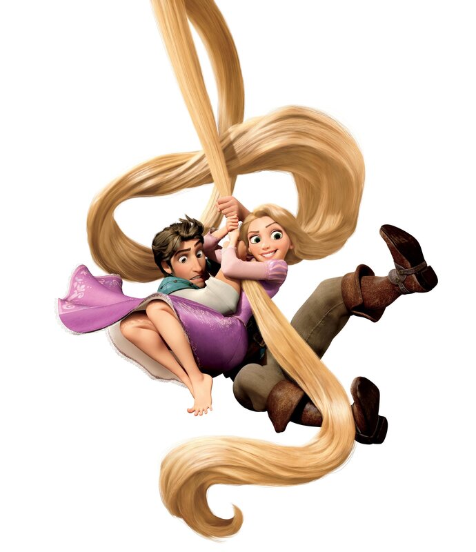 Rapunzel and Flynn Rider swinging