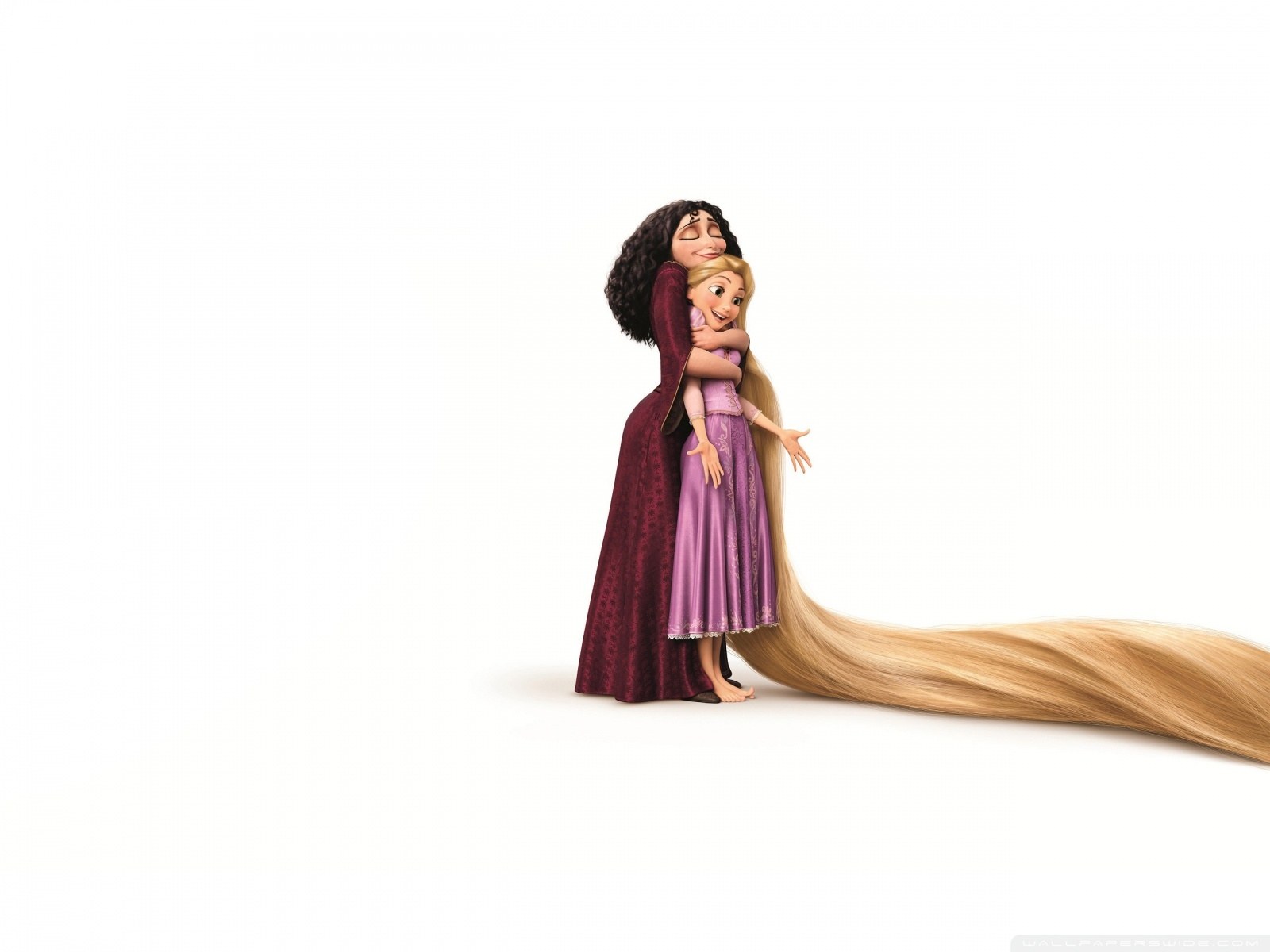 Rapunzel and Mother Gothel hug