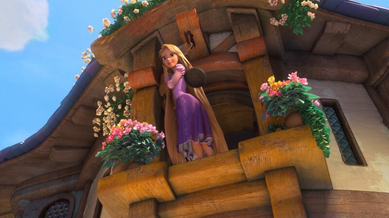 Rapunzel at her tower window