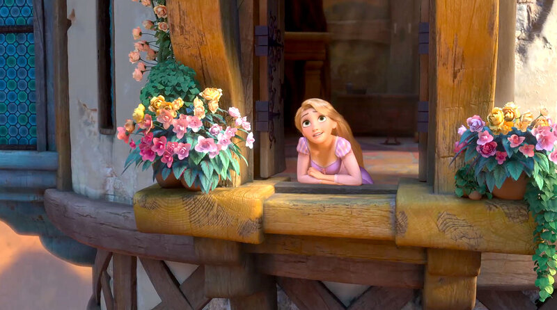 Rapunzel at Window — Yellow
