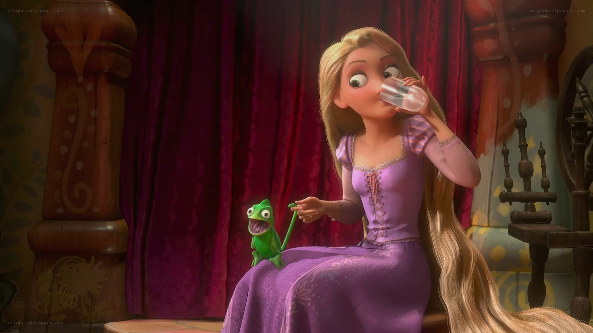 Rapunzel drinking water