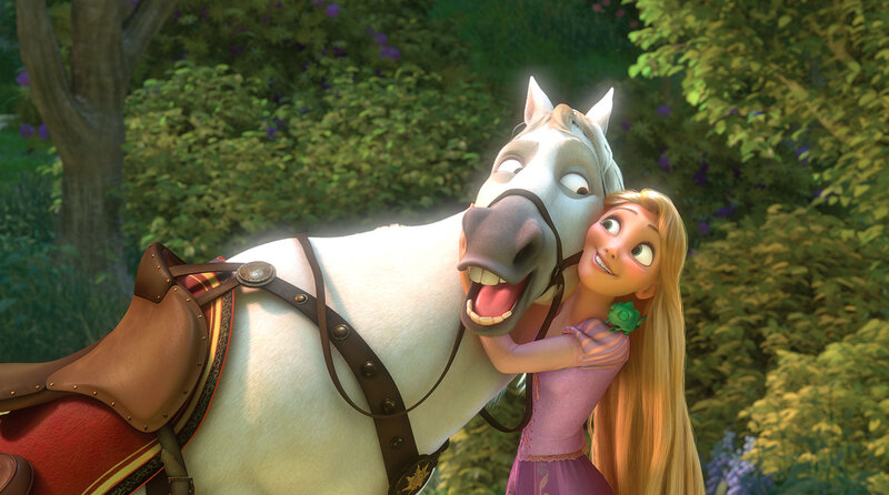 Rapunzel Hugging a Horse