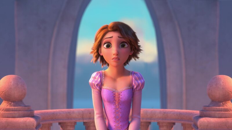 Rapunzel on a balcony