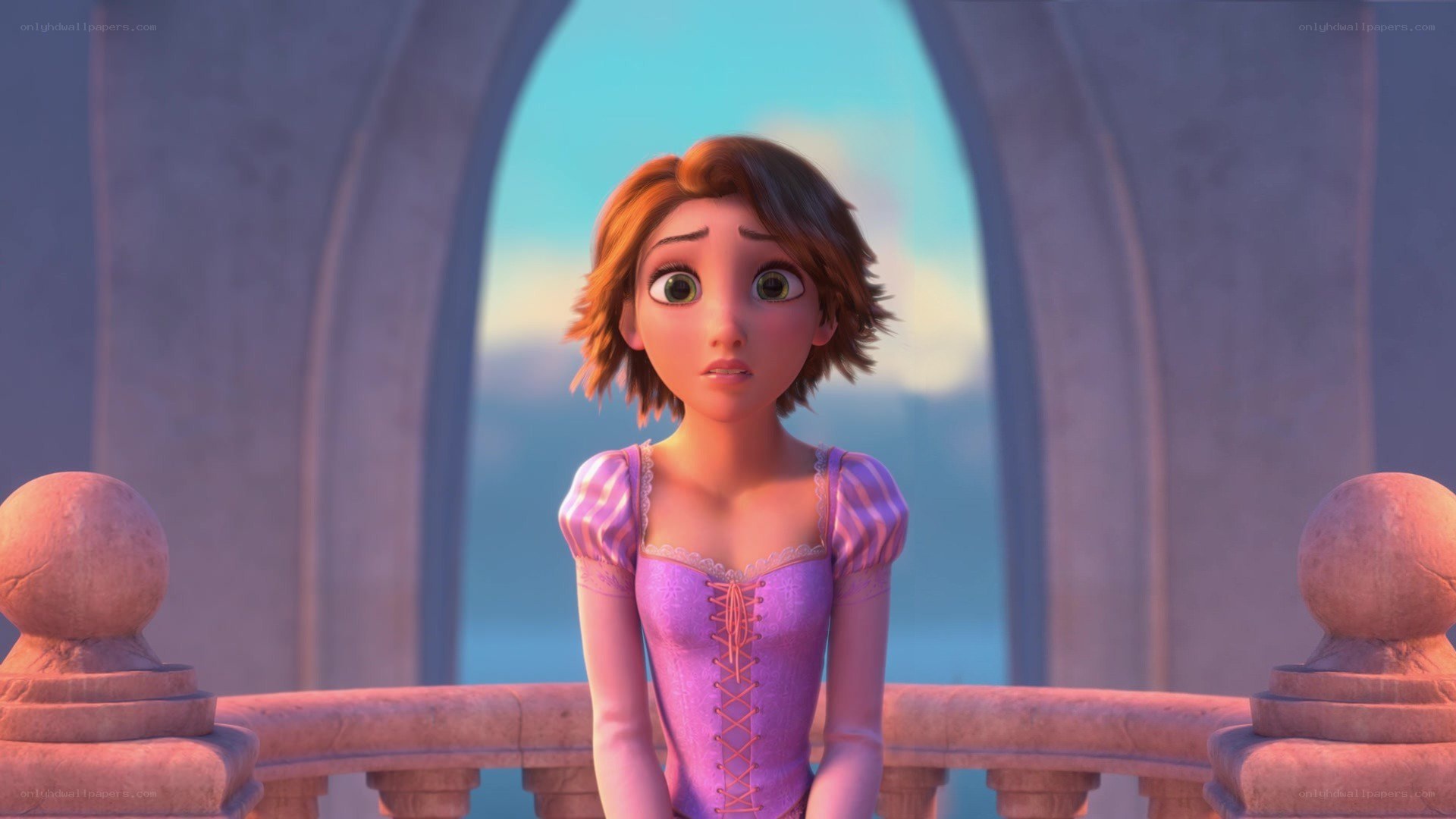 Rapunzel on a balcony