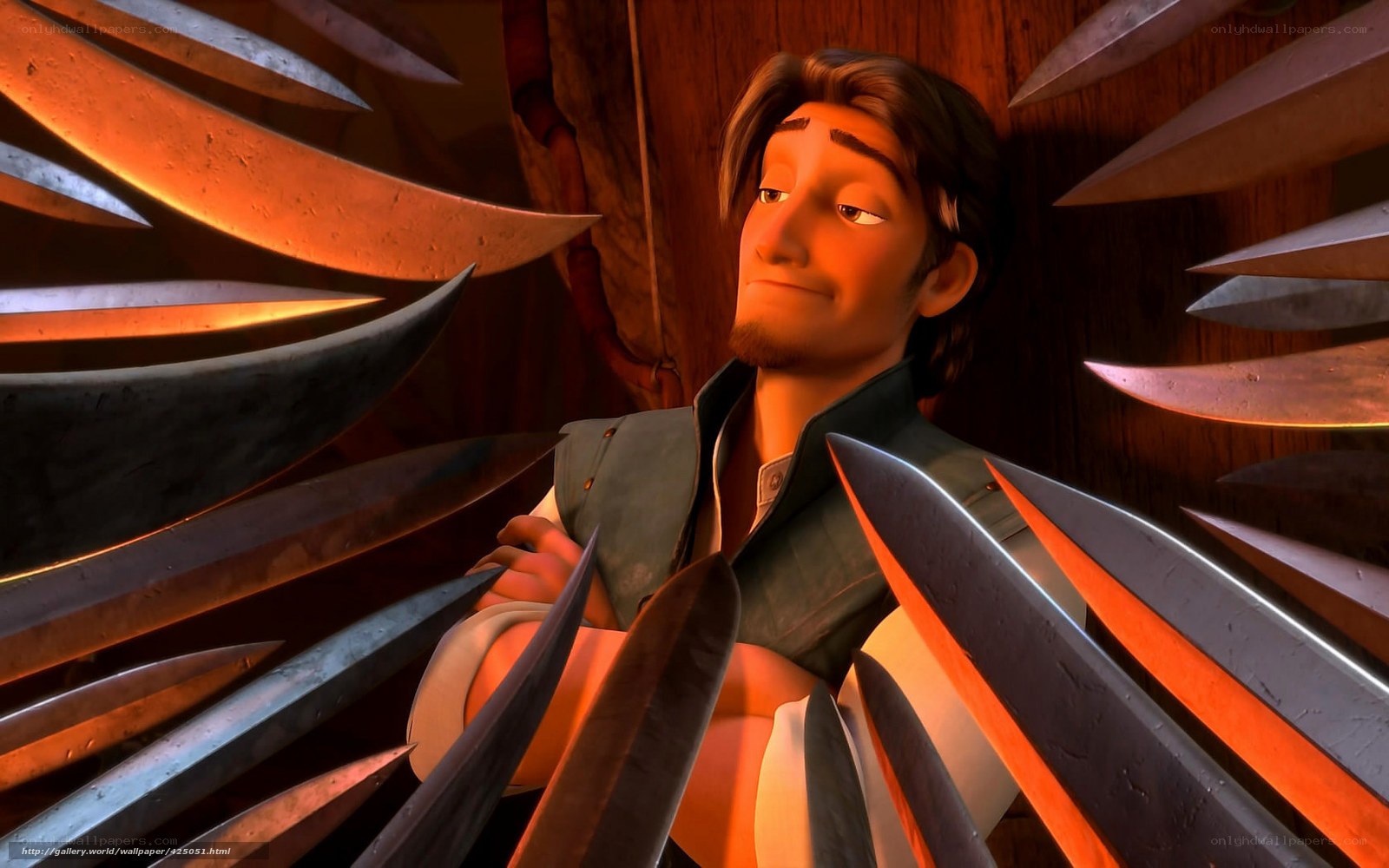 Rapunzel's father surrounded by blades