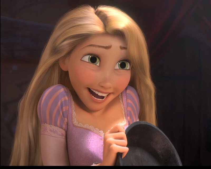 Rapunzel smiling happily