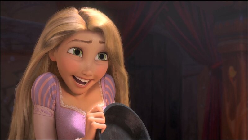 Rapunzel smiling happily