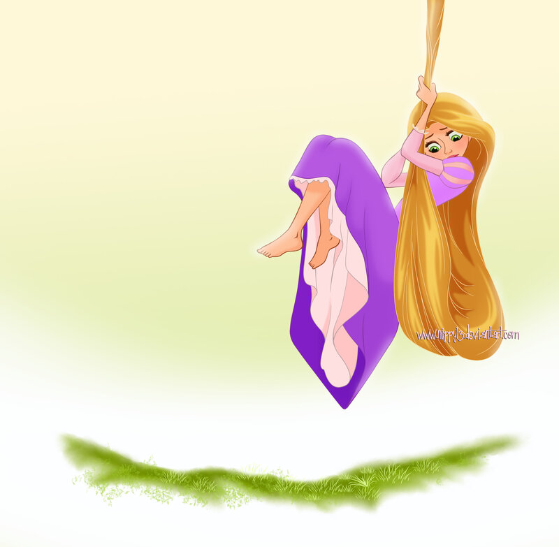 Rapunzel swinging on her hair