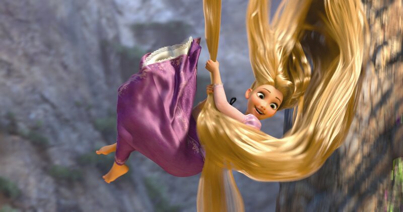 Rapunzel swinging on her hair