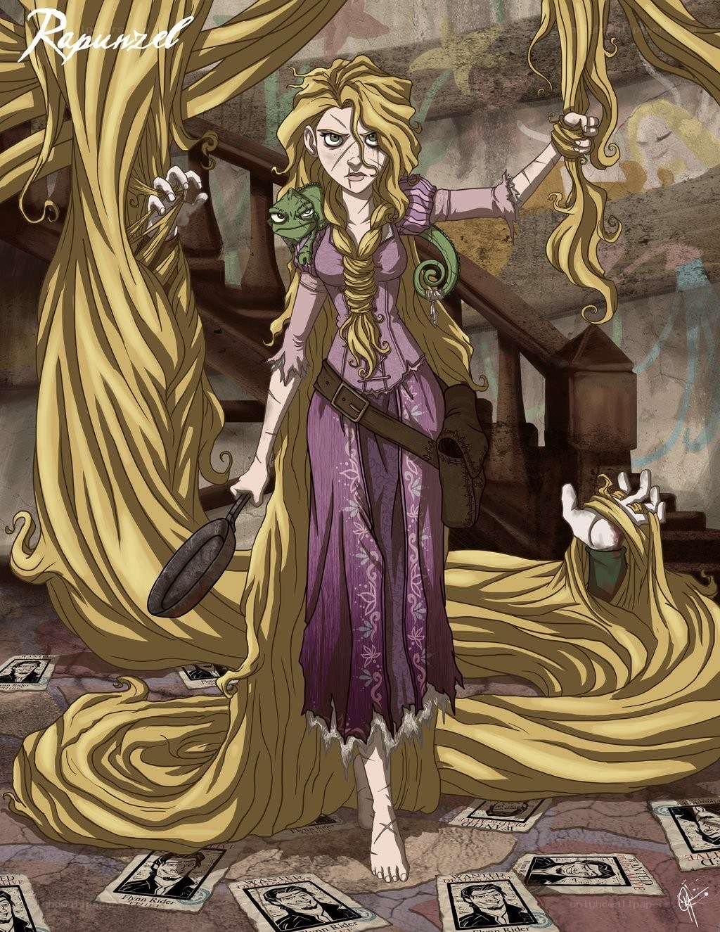 Rapunzel with a frying pan