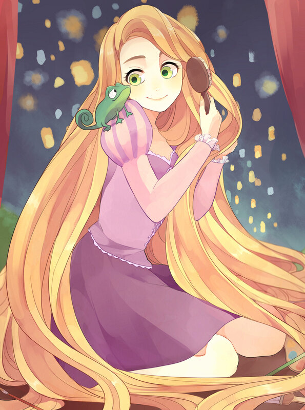 Rapunzel with Chameleon — Yellow