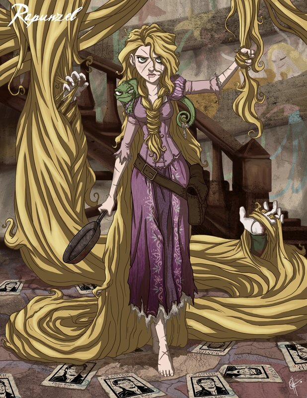 Rapunzel with frying pan