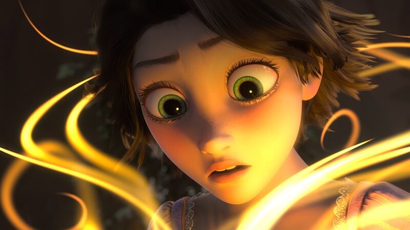 Rapunzel with glowing hair