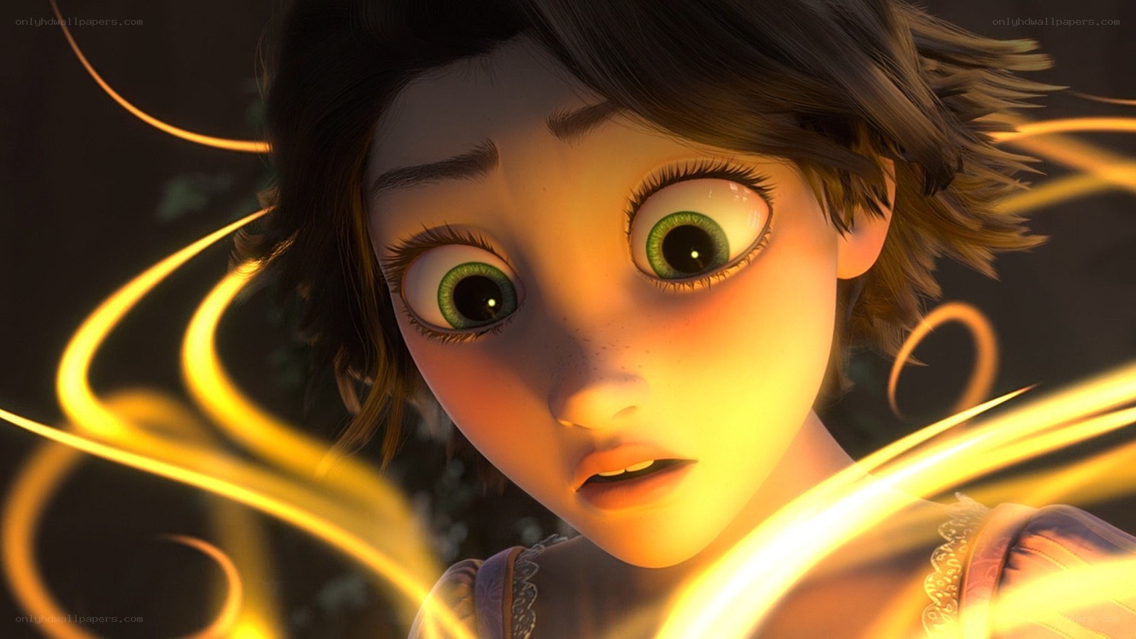 Rapunzel with glowing hair