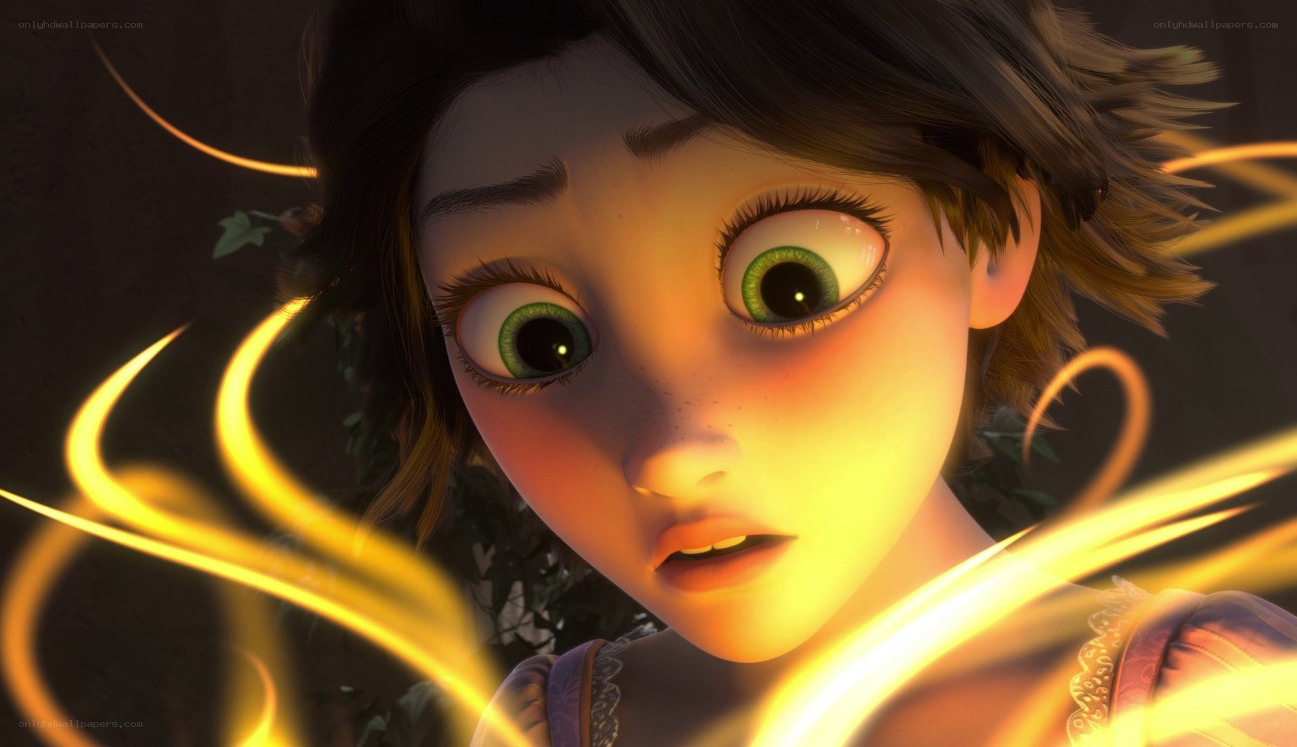 Rapunzel with glowing hair