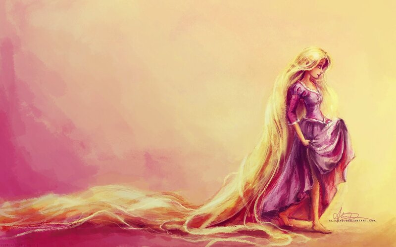 Rapunzel with long golden hair