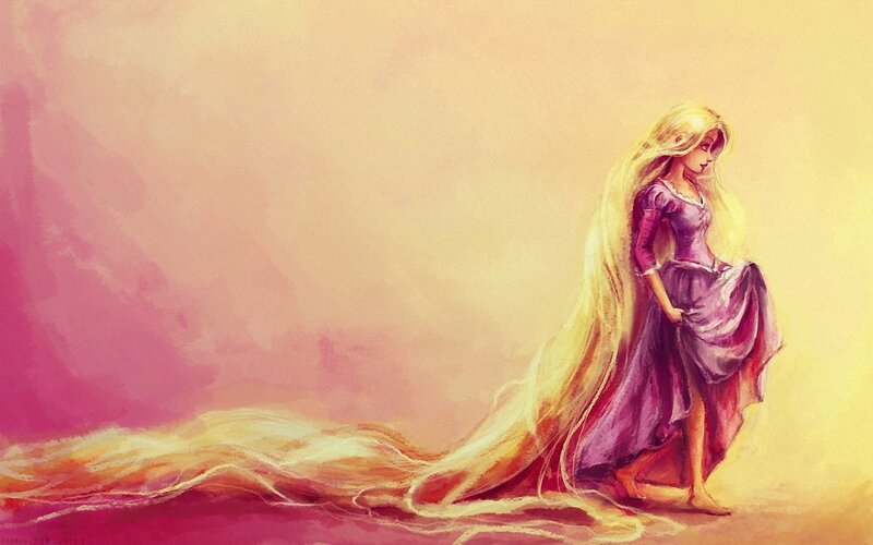 Rapunzel with long golden hair