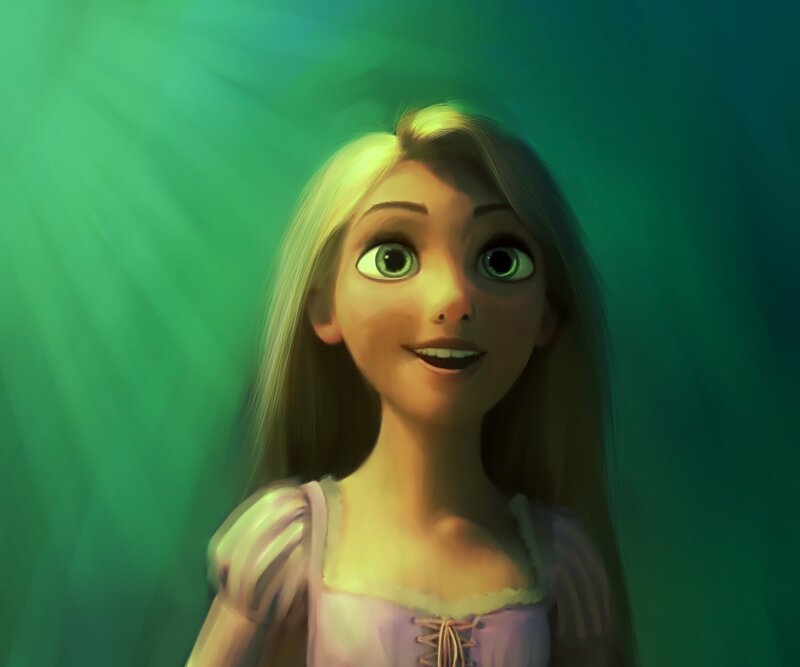 Rapunzel with Long Hair — Green, Dreamy