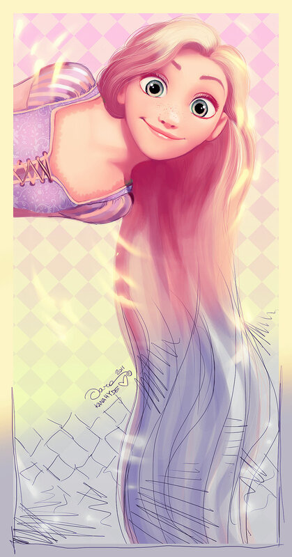 Rapunzel with Long Hair — Pink