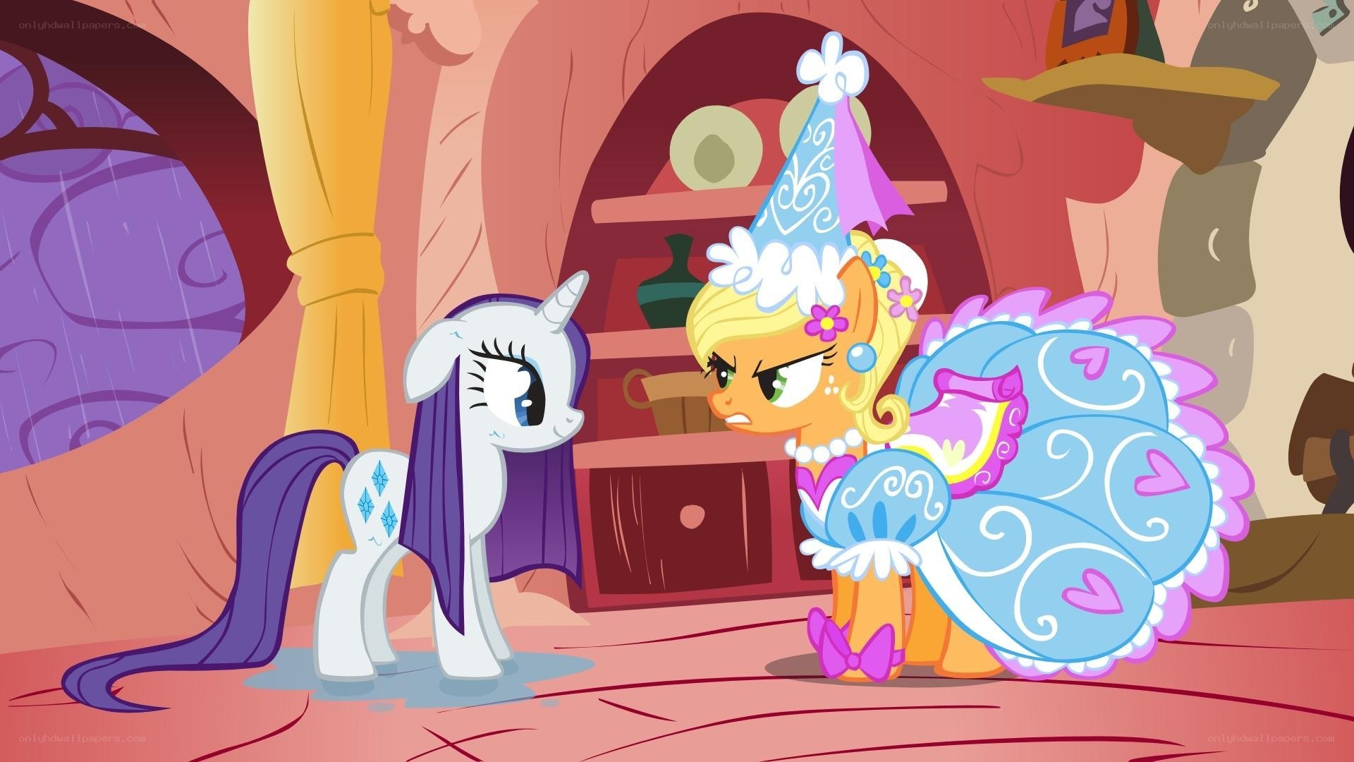 Rarity and Applejack in a room