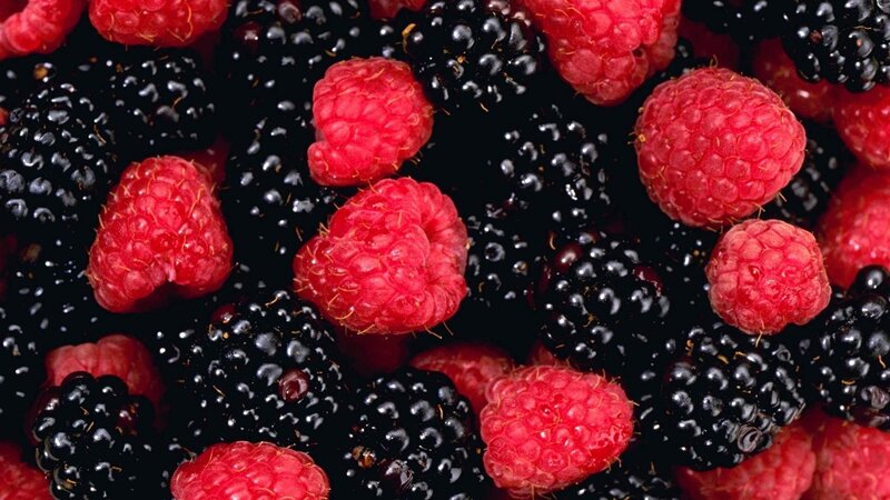Raspberries and Blackberries — Red, Natural, Photograph