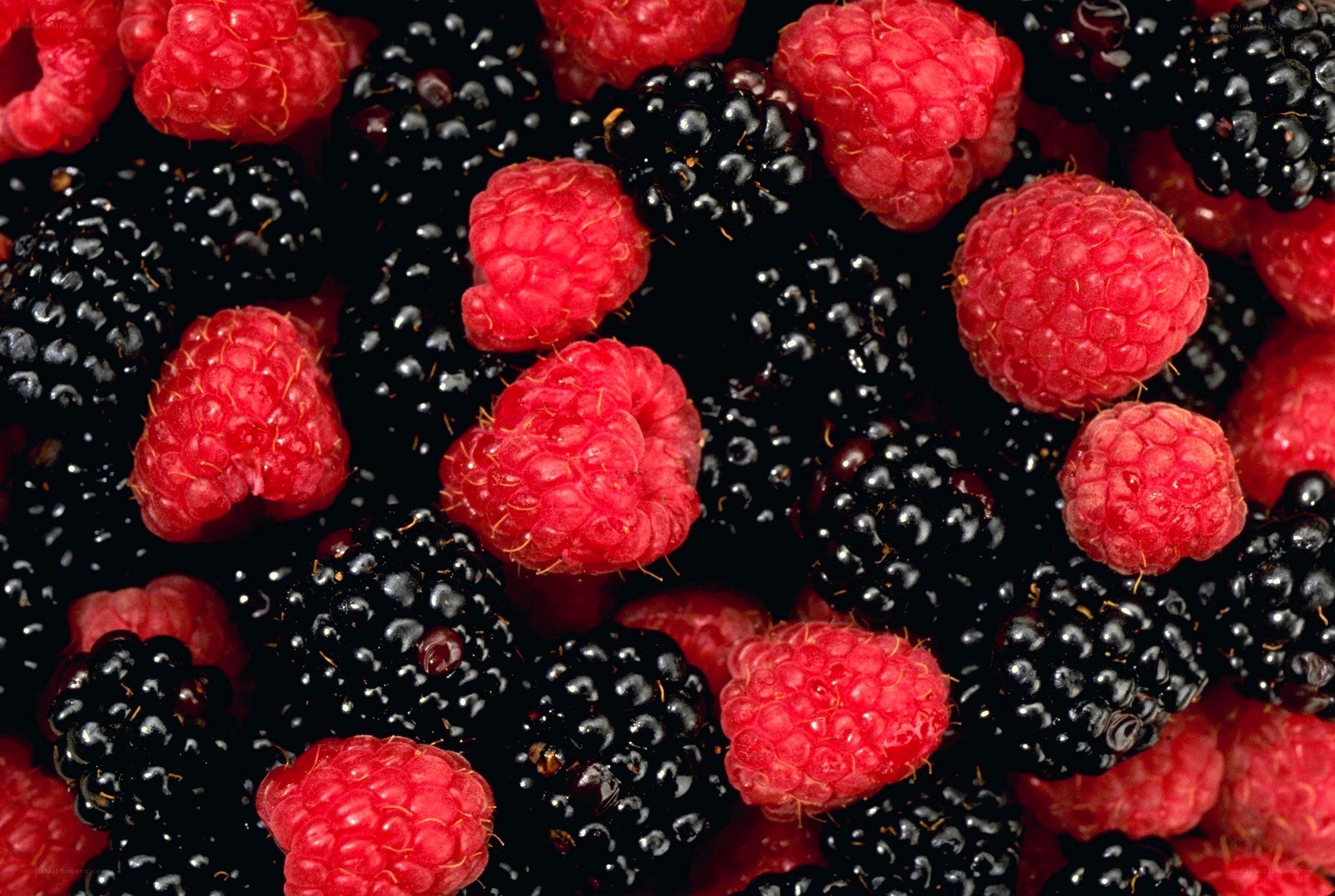 Raspberries and blackberries