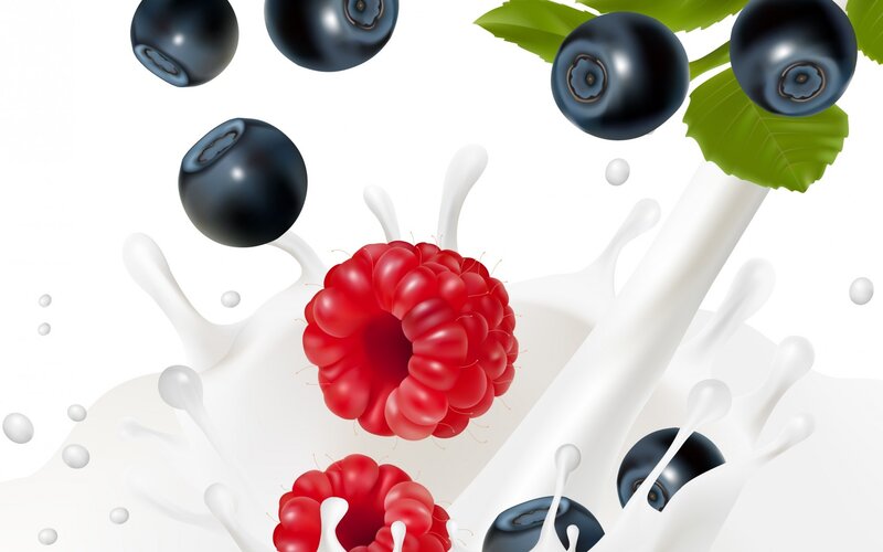 Raspberries and Blueberries — White