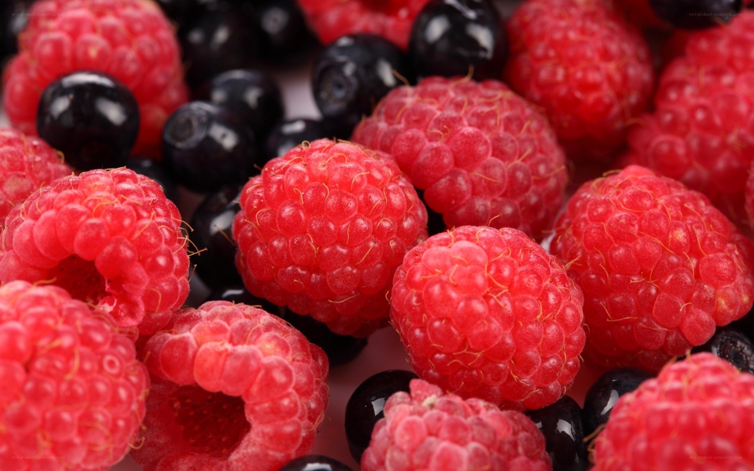 Raspberries and blueberries