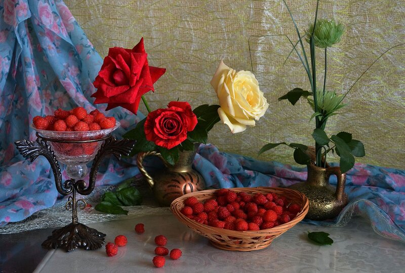 Raspberries and Roses — Red