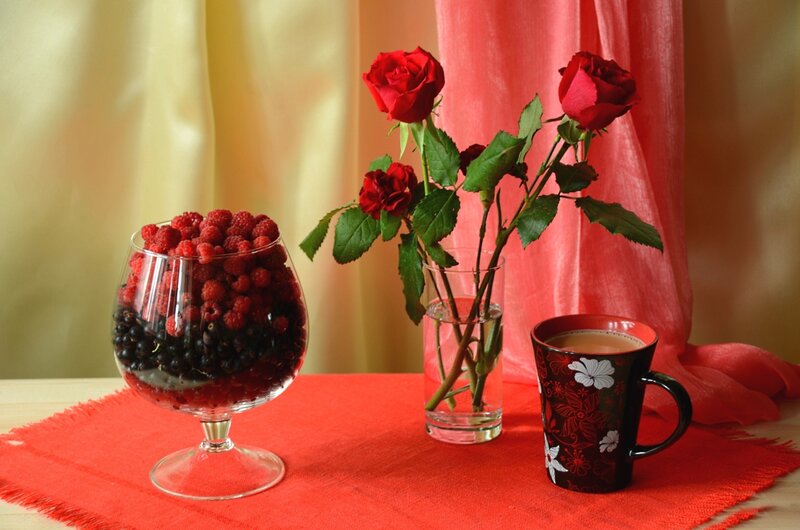 Raspberries and Roses