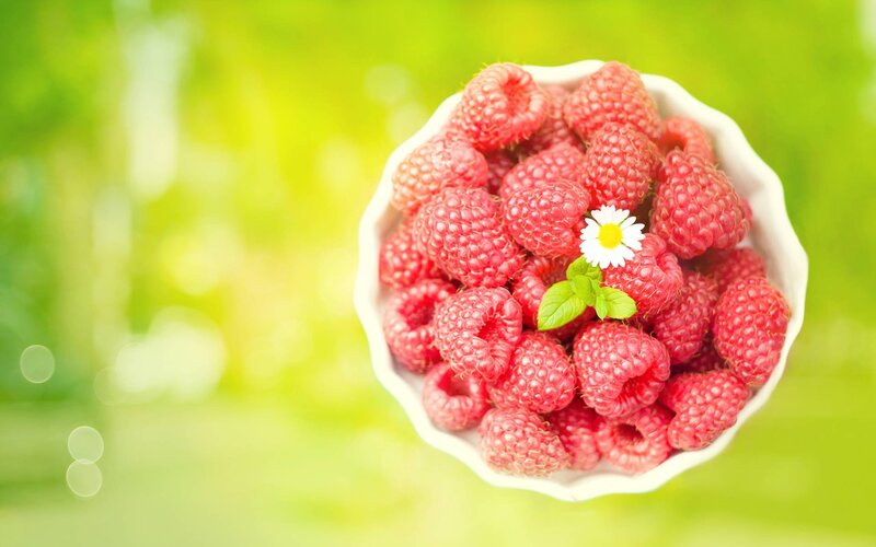 Raspberries in a Bowl — Red, Fresh, Summer