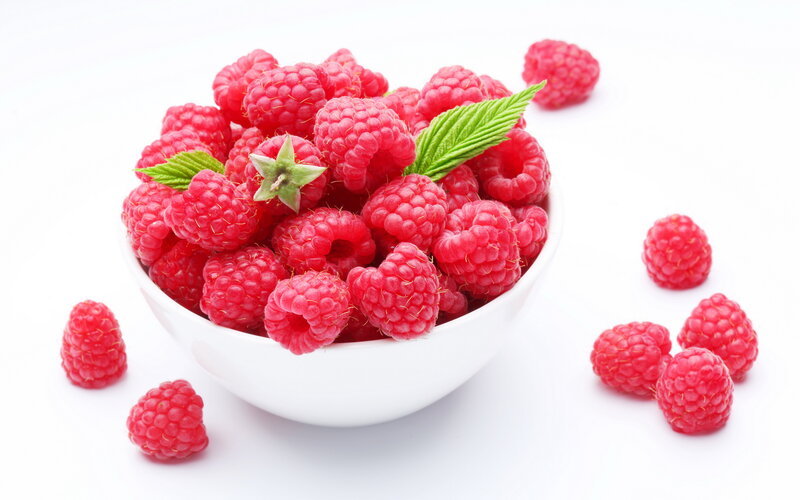 Raspberries in a Bowl — Red