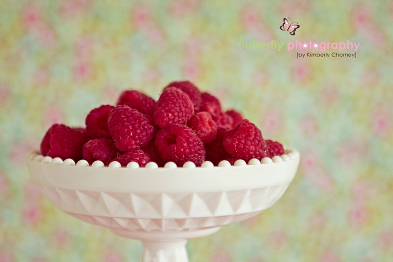 Raspberries in a Bowl — White