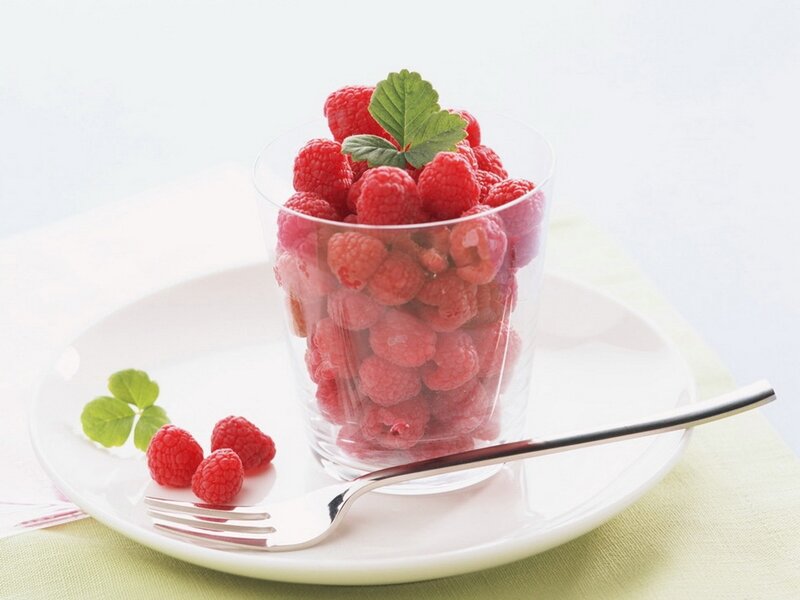 Raspberries in a Glass — Red