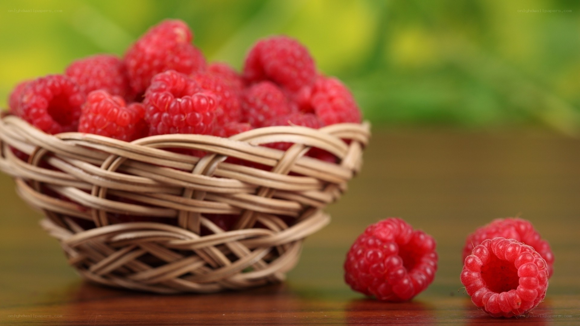 Raspberries in a wicker basket