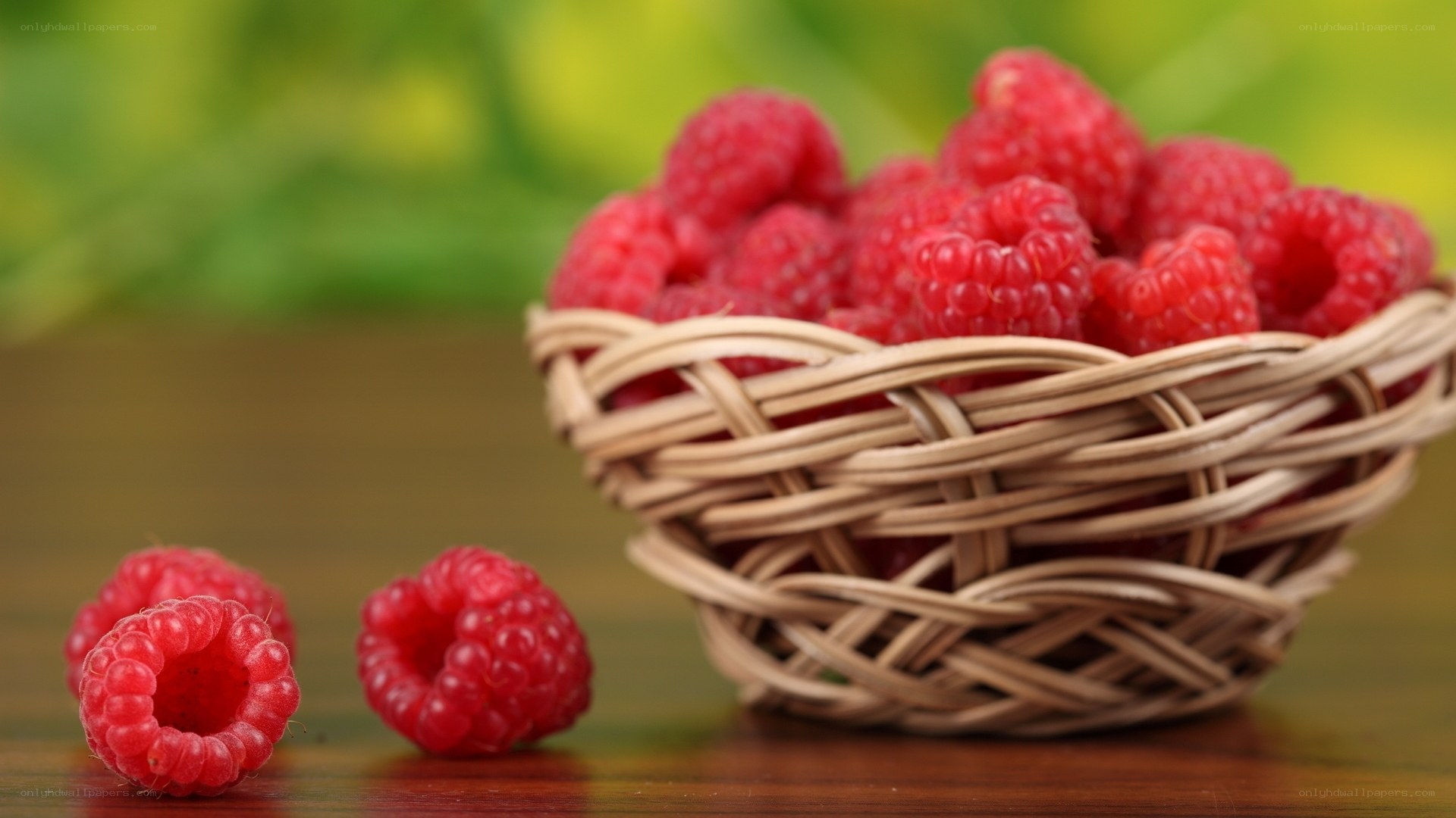 Raspberries in a wicker basket