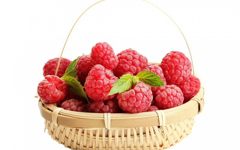 Raspberries in Basket — Red