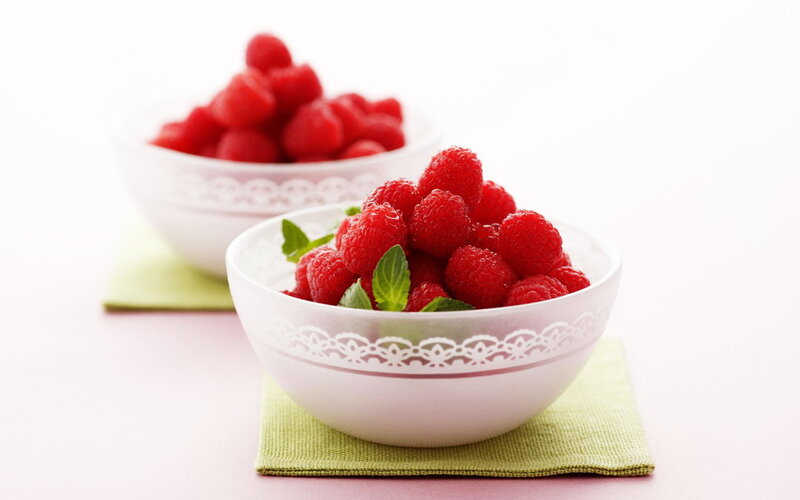 Raspberries in Bowls