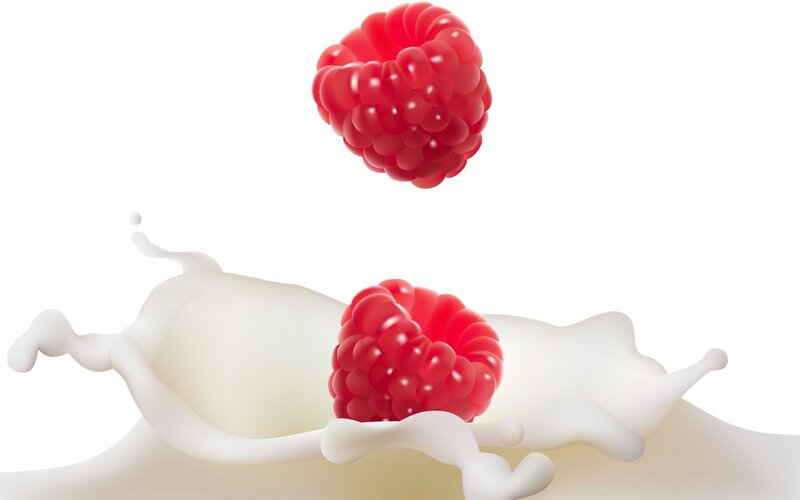Raspberries in Milk — Red, Clean