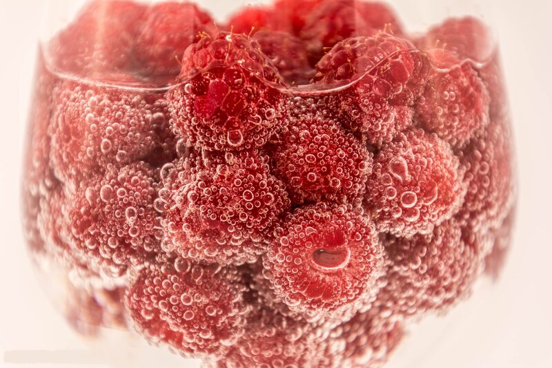 Raspberries in Sparkling Water