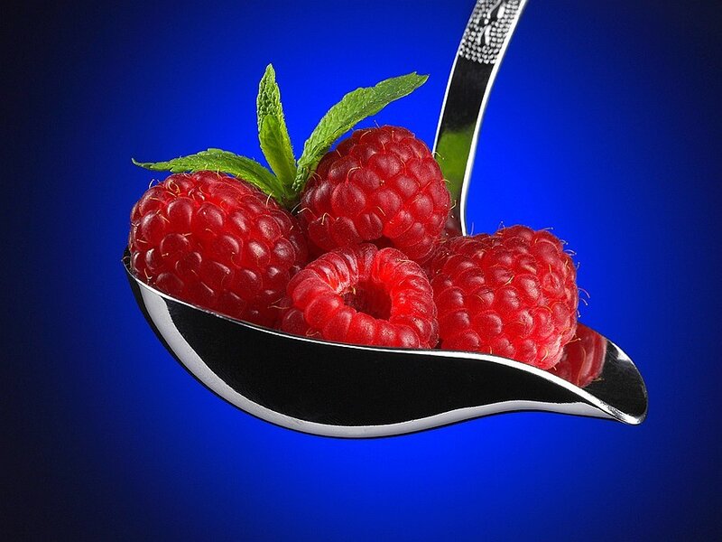 Raspberries on a Spoon — Red